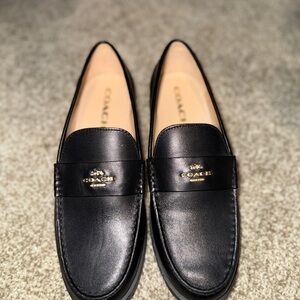 Coach Women’s Black Leather Slip-On Loafers